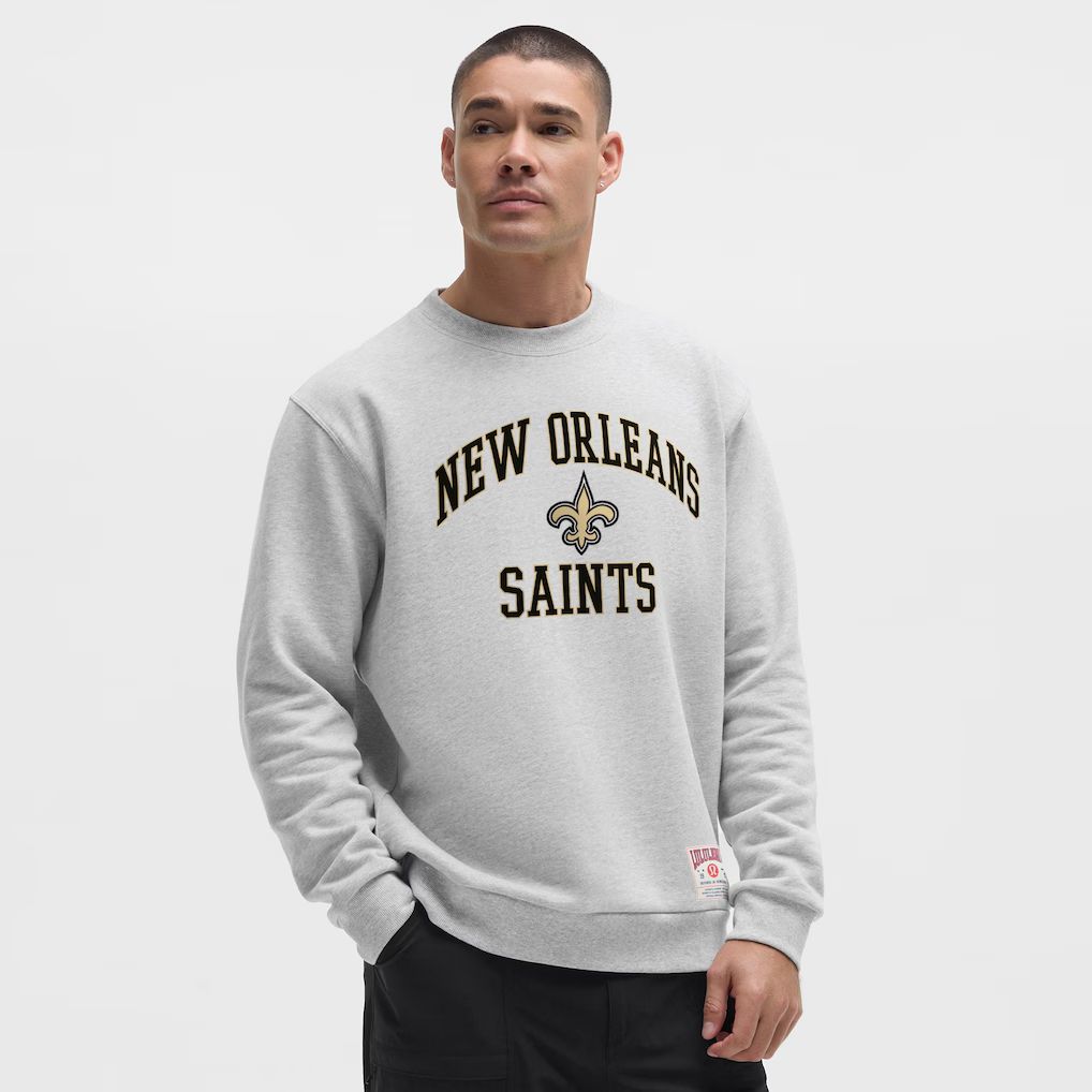 Men 2026 NFL New Orleans Saints grey round-neck sweatshirt style 02->new orleans saints->NFL Jersey